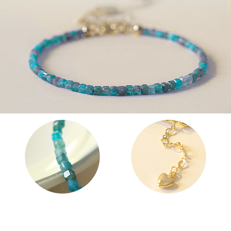 Pulsera de cobre con corazón de motivación, chapada en oro de 14 k, con cuentas ultrafinas de apatita de 2,5 mm y piedra de Buda