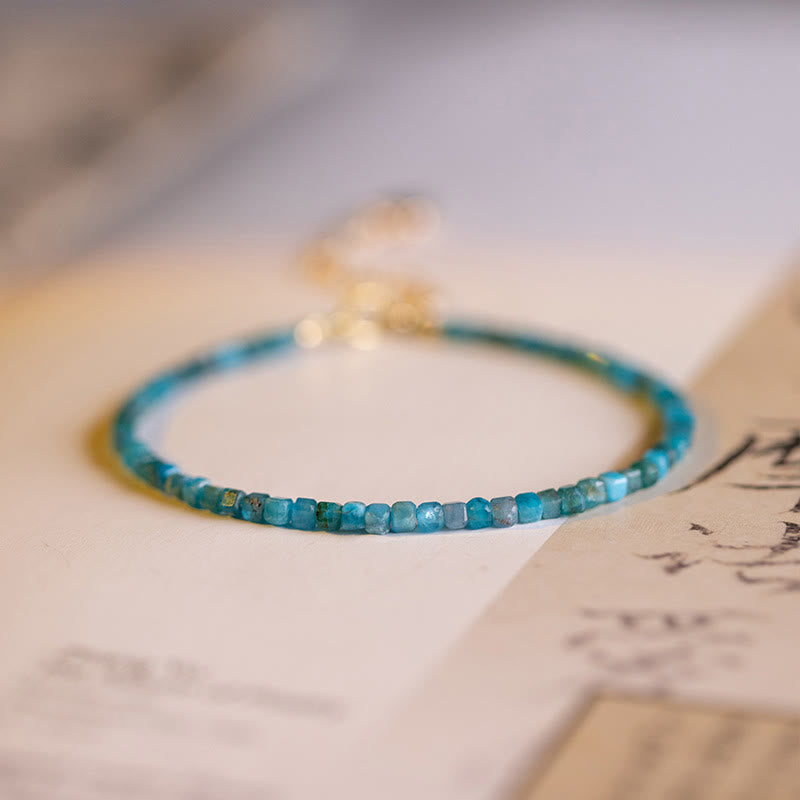 Pulsera de cobre con corazón de motivación, chapada en oro de 14 k, con cuentas ultrafinas de apatita de 2,5 mm y piedra de Buda