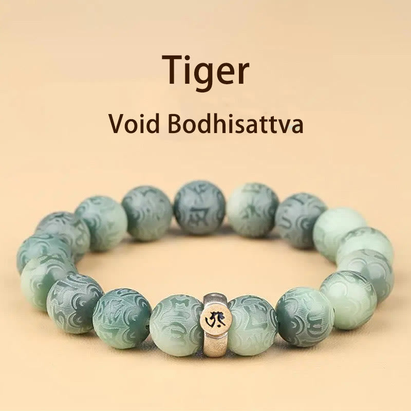 Pulsera de sabiduría grabada con piedras de Buda del zodiaco chino, Buda natal, semilla Bodhi, Om Mani Padme Hum