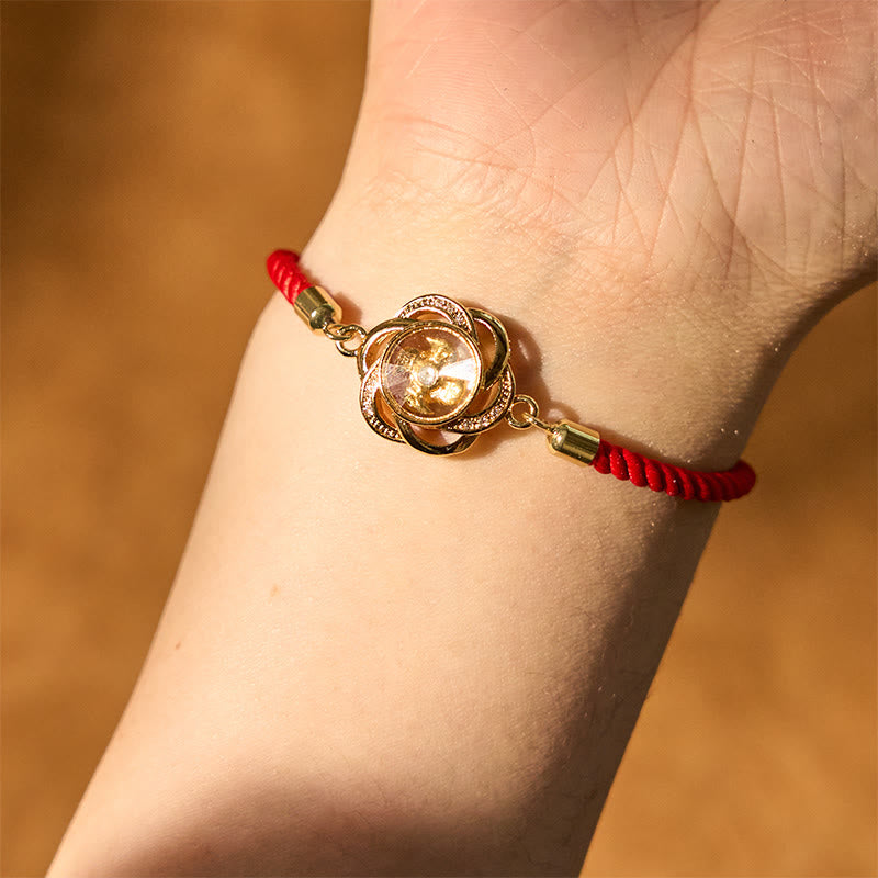 Buddha-Steine, drehbar, pflaumenrot, Schnur, Kupfer, Messing, Windmühle, Feng Sheng Shui, Qi-Schutz, geflochtenes Armband