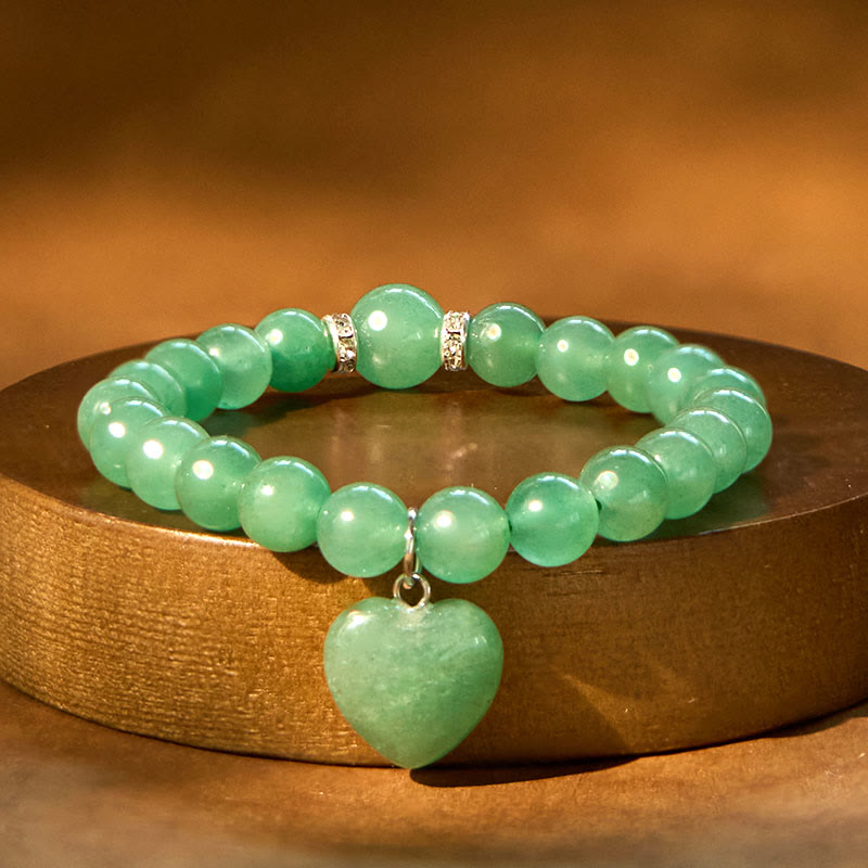 Pulsera de equilibrio con forma de corazón de amor y aventurina verde de varios cristales de Buda