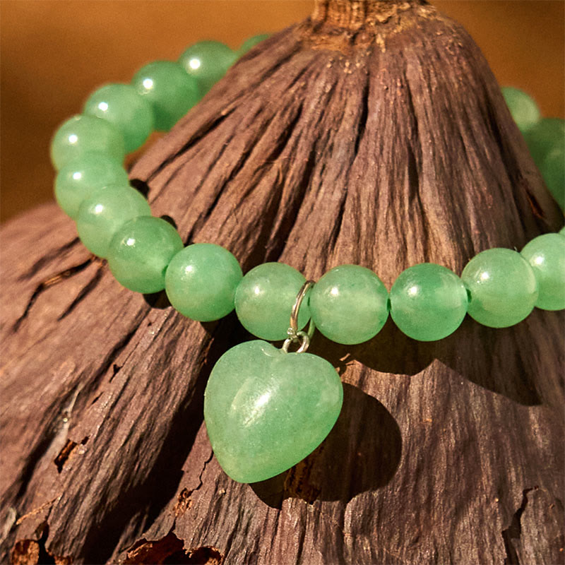 Pulsera de equilibrio con forma de corazón de amor y aventurina verde de varios cristales de Buda