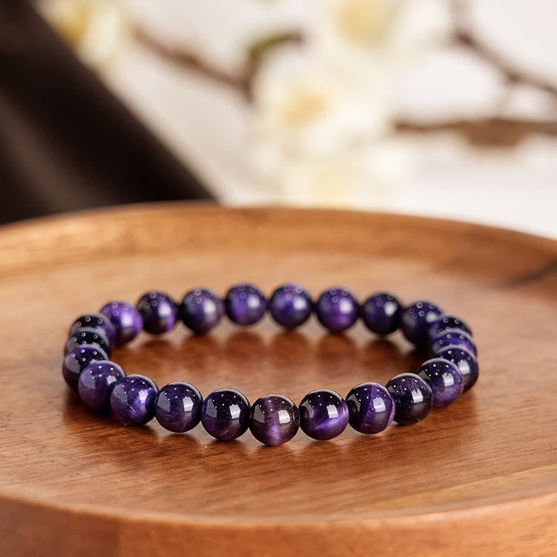Pulsera creativa de ojo de tigre morado con piedras de Buda
