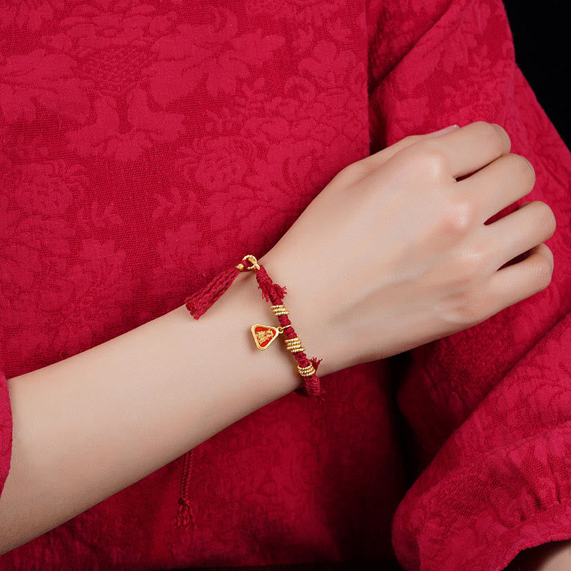Pulsera tibetana con borlas de flores y zakiram de la diosa de la riqueza con piedras de Buda