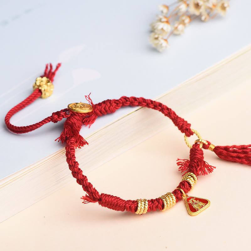 Pulsera tibetana con borlas de flores y zakiram de la diosa de la riqueza con piedras de Buda