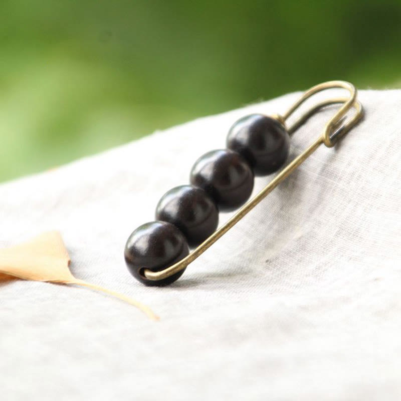 Buddha Steine Vintage Sandelholz Agathis Alba Ebenholz Holz Peltogyne Perlen Heilung Brosche
