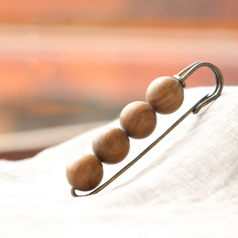 Buddha Steine Vintage Sandelholz Agathis Alba Ebenholz Holz Peltogyne Perlen Heilung Brosche