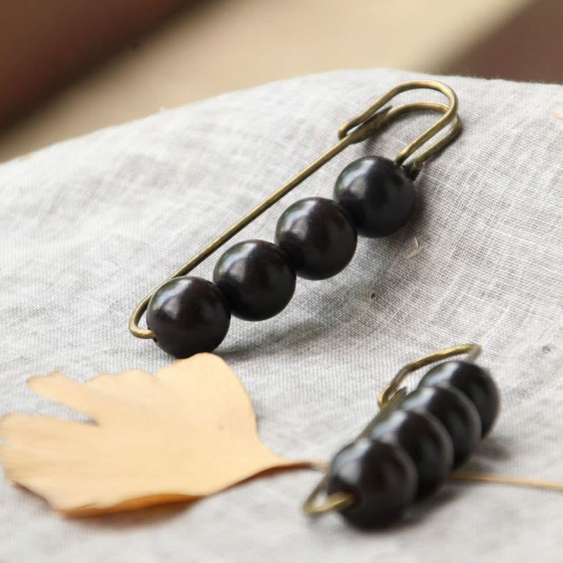Buddha Steine Vintage Sandelholz Agathis Alba Ebenholz Holz Peltogyne Perlen Heilung Brosche