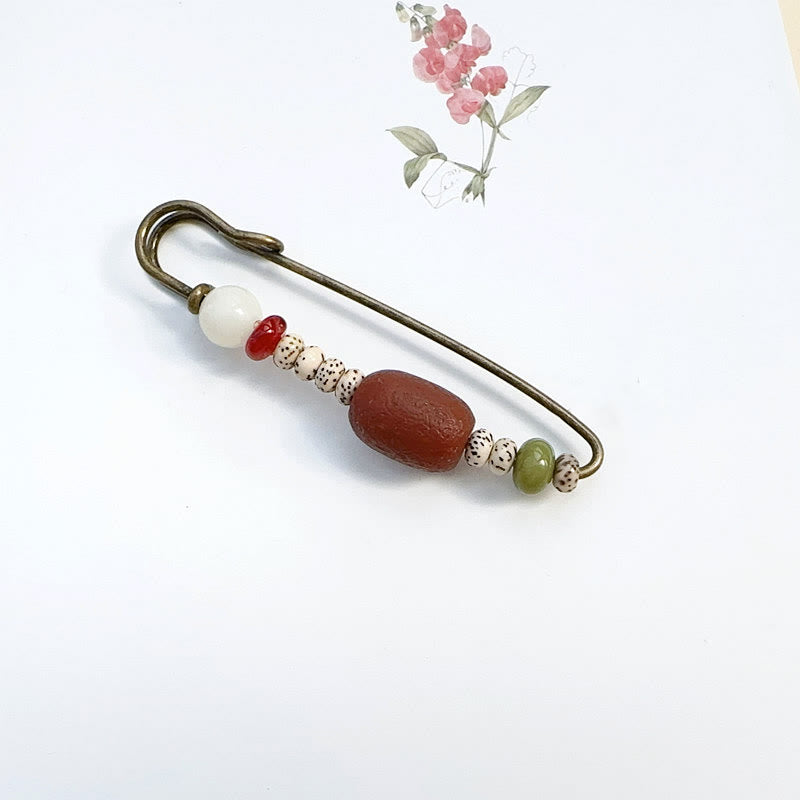 Broche de ágata con semillas de bodhi y piedras de Buda para una armonía tranquila