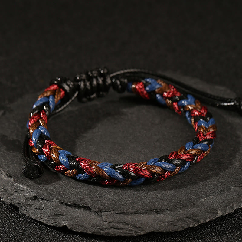 Pulsera trenzada de cuerda de cera con nudo de la paz de ocho hilos hecha a mano con piedras de Buda