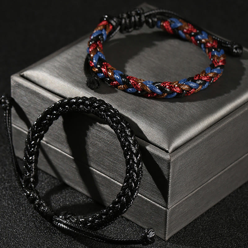 Pulsera trenzada de cuerda de cera con nudo de la paz de ocho hilos hecha a mano con piedras de Buda