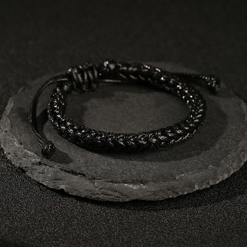 Pulsera trenzada de cuerda de cera con nudo de la paz de ocho hilos hecha a mano con piedras de Buda