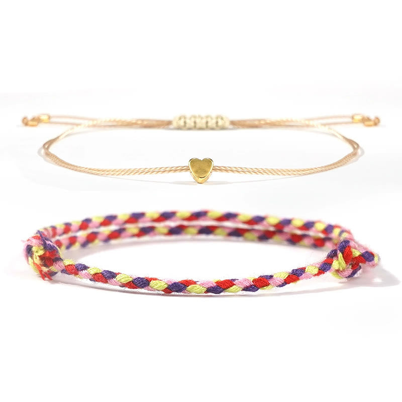 Pulsera de pareja trenzada de cuerda colorida "To My Love" de Buddha Stones, 2 piezas
