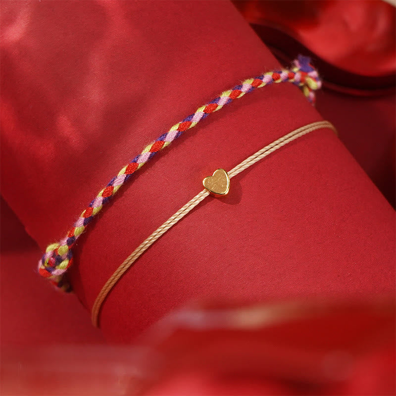 Pulsera de pareja trenzada de cuerda colorida "To My Love" de Buddha Stones, 2 piezas
