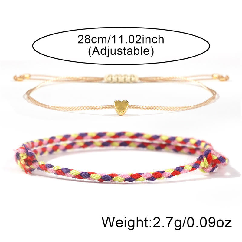 Pulsera de pareja trenzada de cuerda colorida "To My Love" de Buddha Stones, 2 piezas