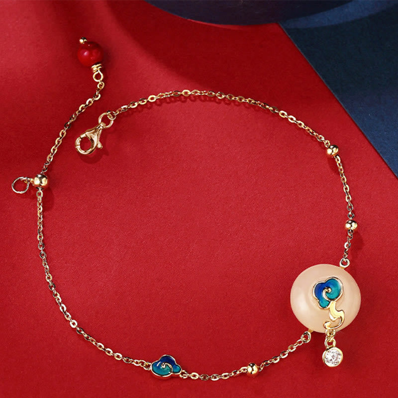 Buddha Stones 925 Sterling Silber Natürliche Hetian Jade Glücksbringende Wolken Fülle Armband