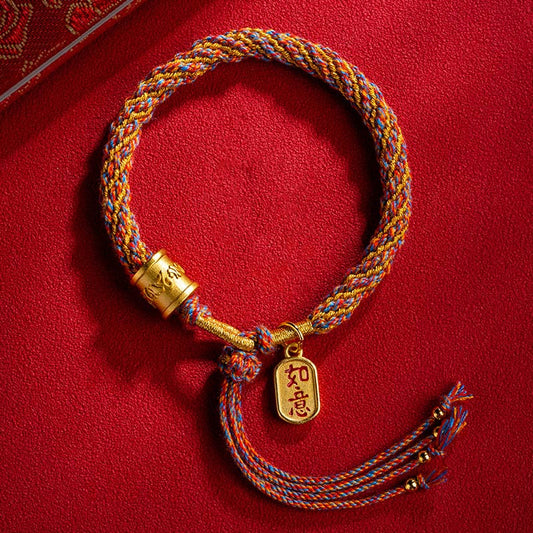Pulsera trenzada con amuleto auspicioso Om Mani Padme Hum Ruyi tibetano multicolor hecha a mano con piedras de Buda