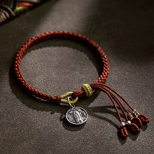 Pulsera trenzada de plata de ley 925 con cinco direcciones, dioses de la riqueza y la protección de la suerte, hecha a mano con piedras de Buda