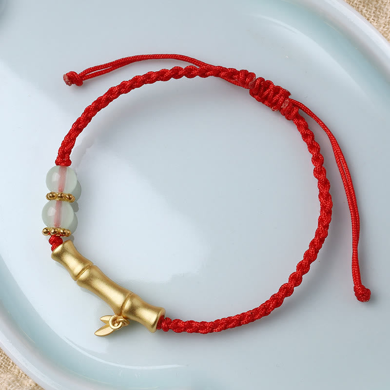 Pulsera trenzada con diseño de bambú y piedras de Buda para la suerte y la fuerza