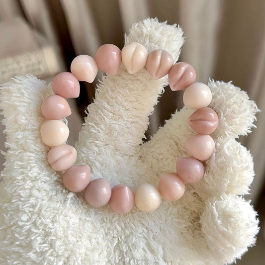 Hand-Carved Water Peach Bodhi Bracelet – Exquisite Craftsmanship - Touch Bling