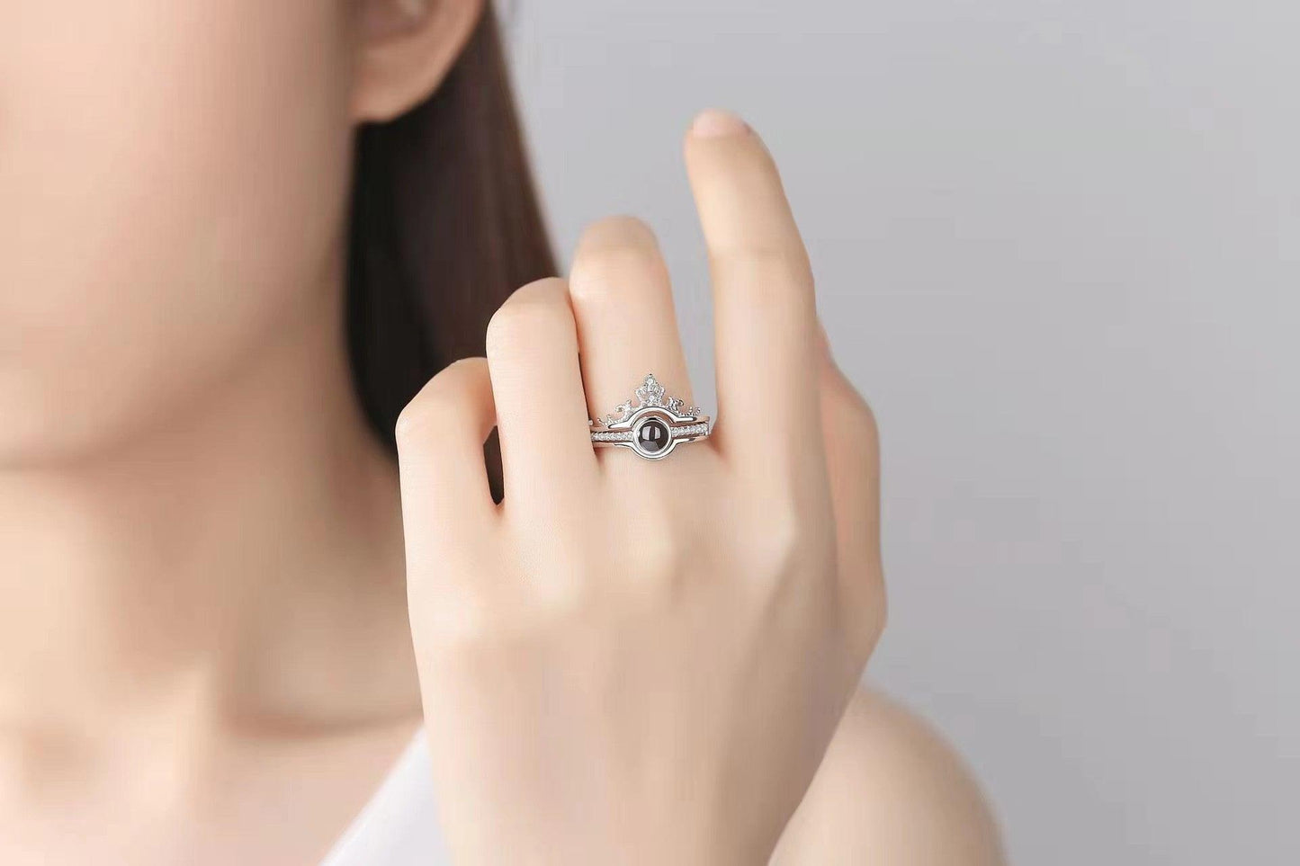 Crown Photo Projection Ring