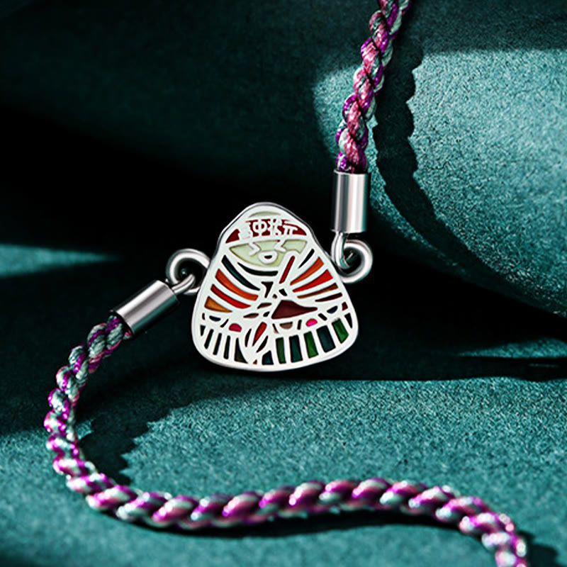 Buddha Stones 925 Sterling Silber Zongzi Muster Glück Mehrfarbig Handgefertigtes Armband
