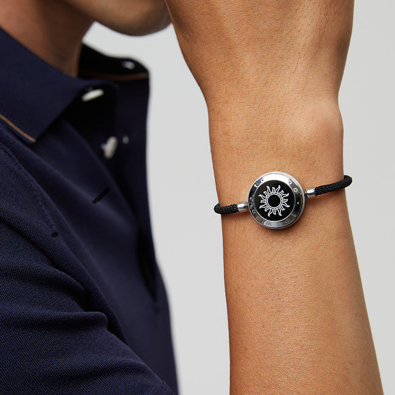Sun&Moon Touch Bracelets with Milan Rope(Black+Black) - Touch Bling