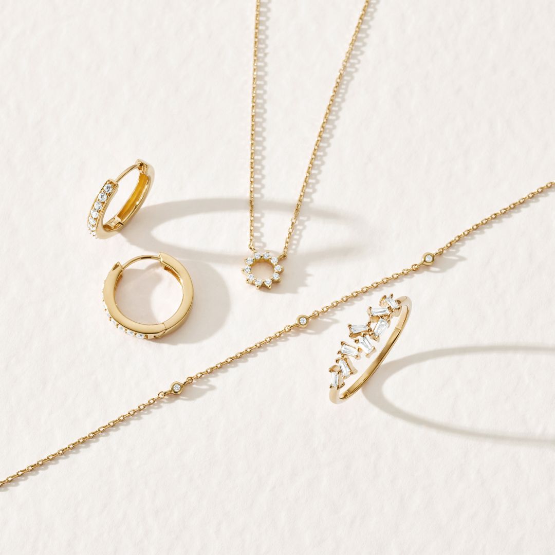 Gold Diamond Style Sun Necklace
