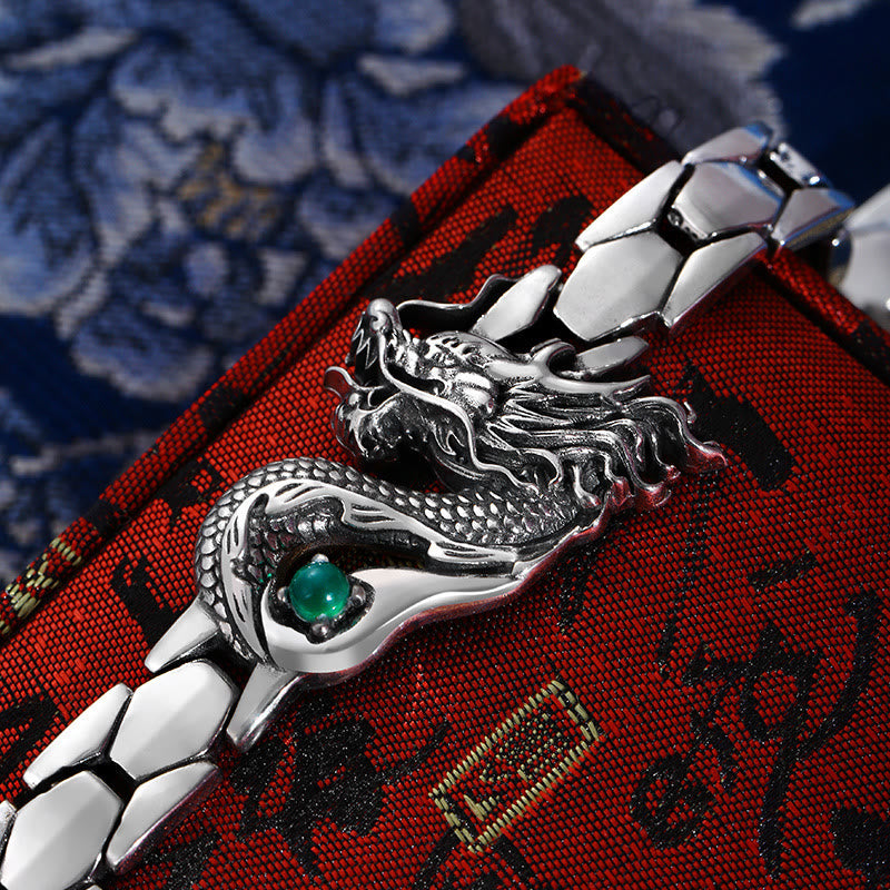 Pulsera de éxito con grabado de dragón vintage de Buddha Stones