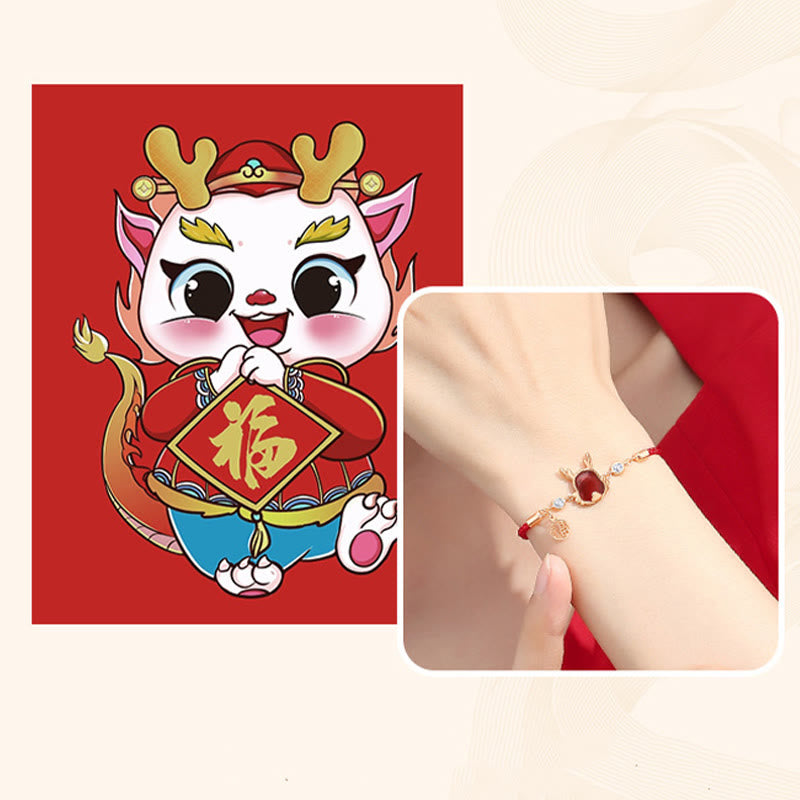 Buddha Stones 925 Sterling Silver Year of the Dragon Natural Red Agate Dragon Attract Fortune Fu Character Strength Bracelet Necklace Pendant Earrings