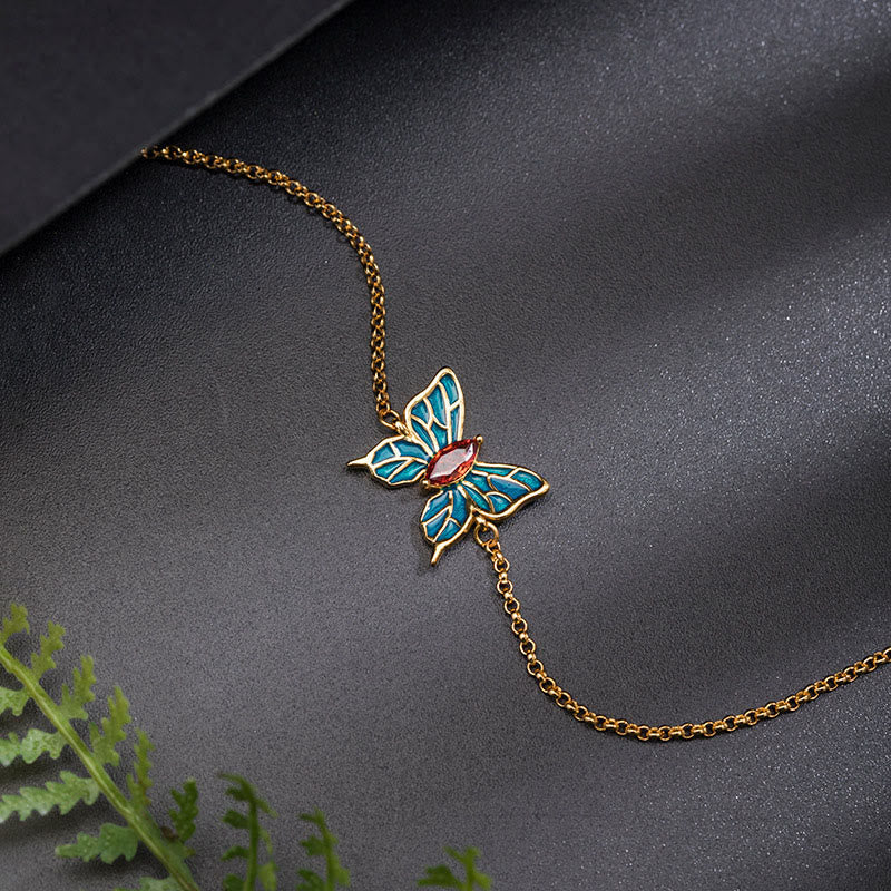 Pulsera de plata de ley 925 con circonitas y mariposas, con piedras de Buda