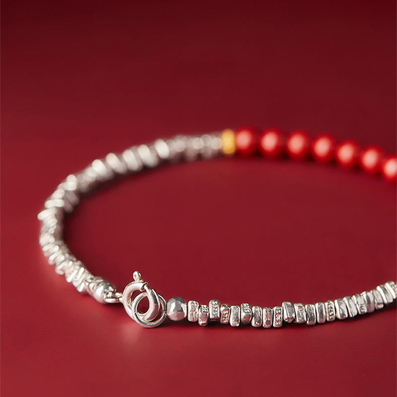 Buddha Stones 925 Sterling Silber Zinnober Fu Charakter Segen Armband