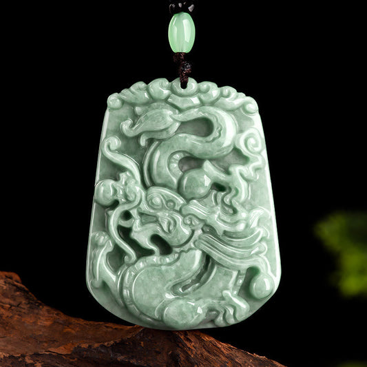 Collar con colgante de cadena de cuentas de jade con protección del dragón del zodiaco chino del año del dragón con piedras de Buda