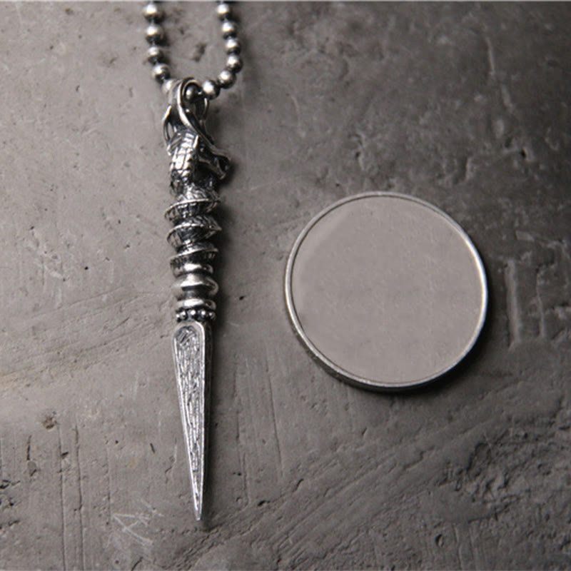 Collar con colgante de protección Dorje Vajra con diseño del Año del Dragón en plata de ley 925 con piedras de Buda