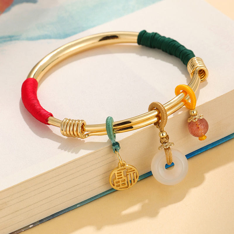 Pulsera de amor con flor de la suerte y hebilla de paz de cristal rosa con piedras de Buda