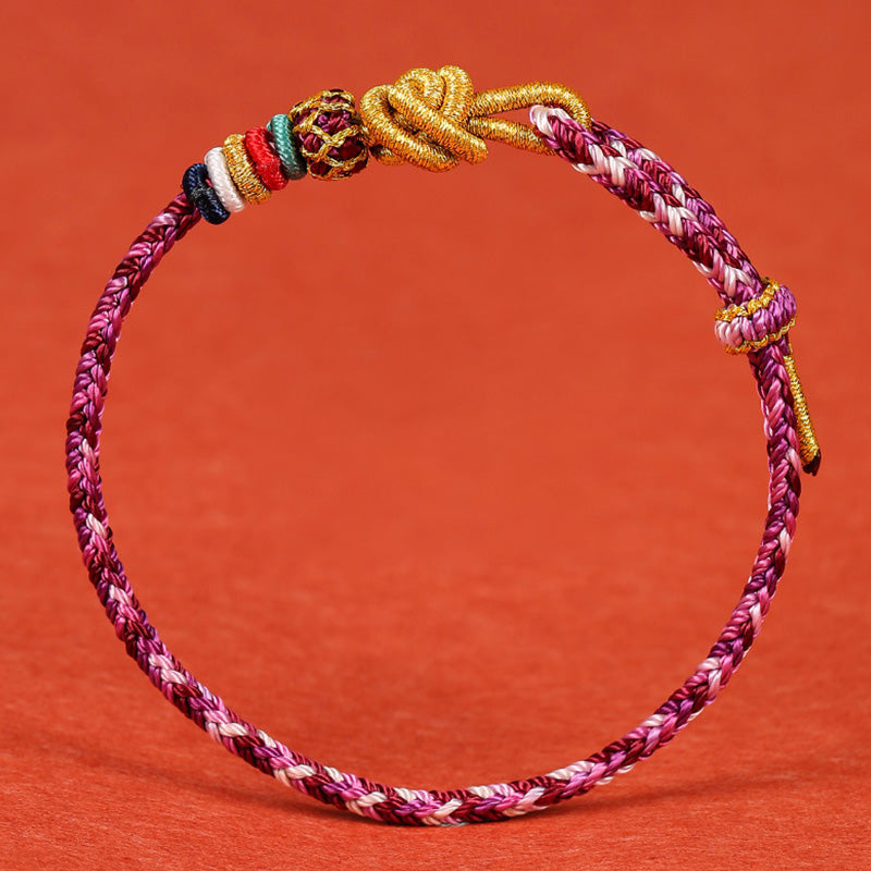 Pulsera trenzada de cuerda colorida de Dunhuang hecha a mano con piedras de Buda