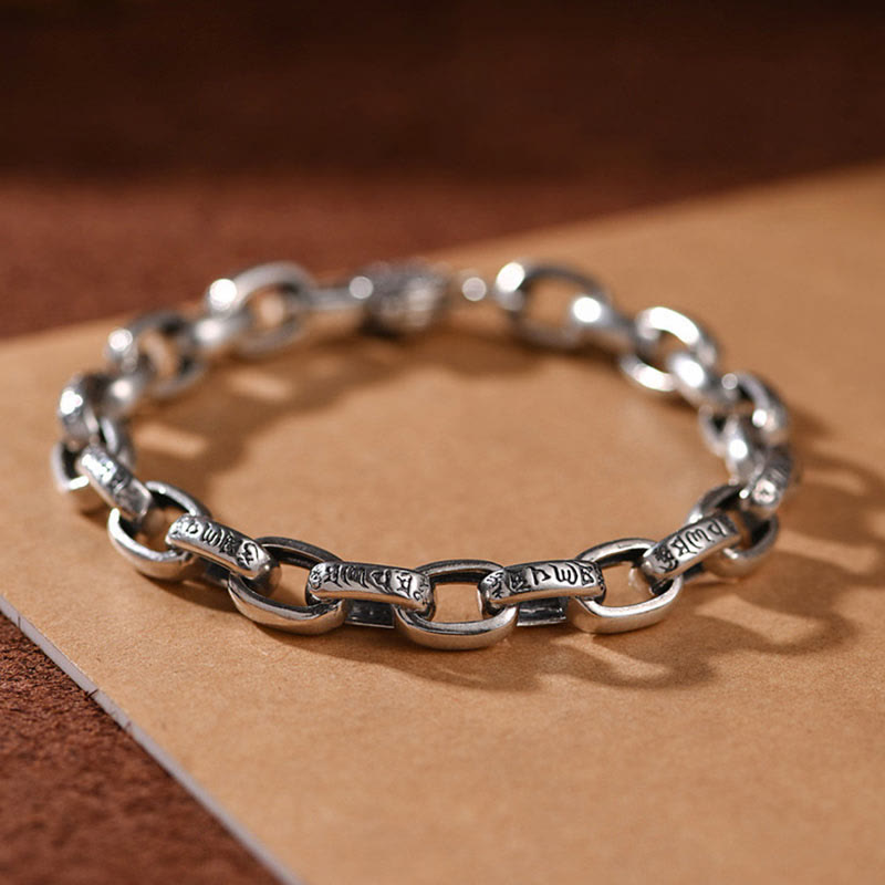 Pulsera Buddha Stones de plata de ley 925 con seis palabras verdaderas, sabiduría y calma
