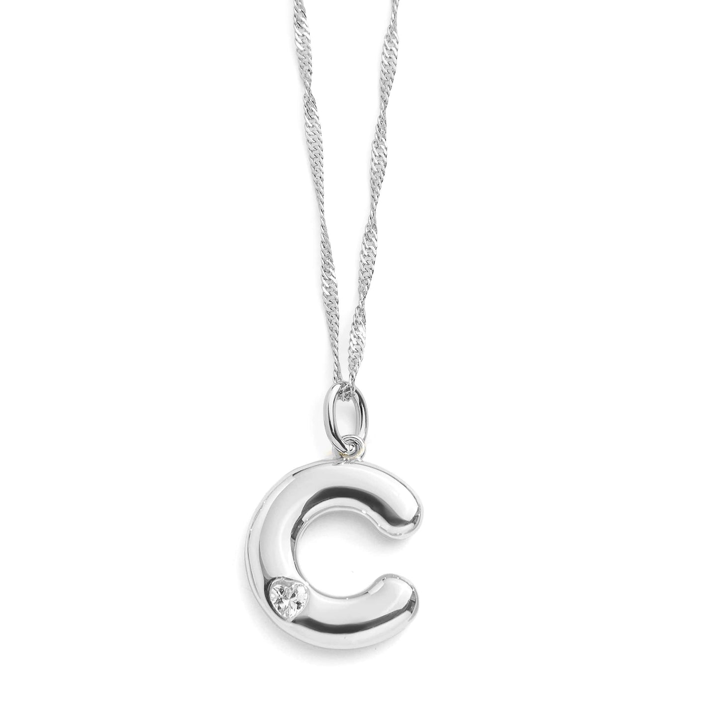 Bubble Letter Initial Necklace
