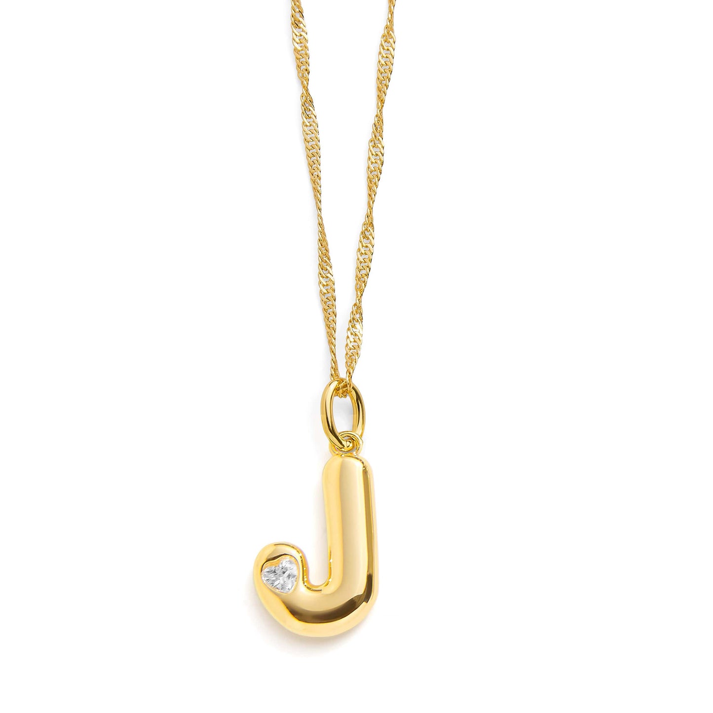 Bubble Letter Initial Necklace