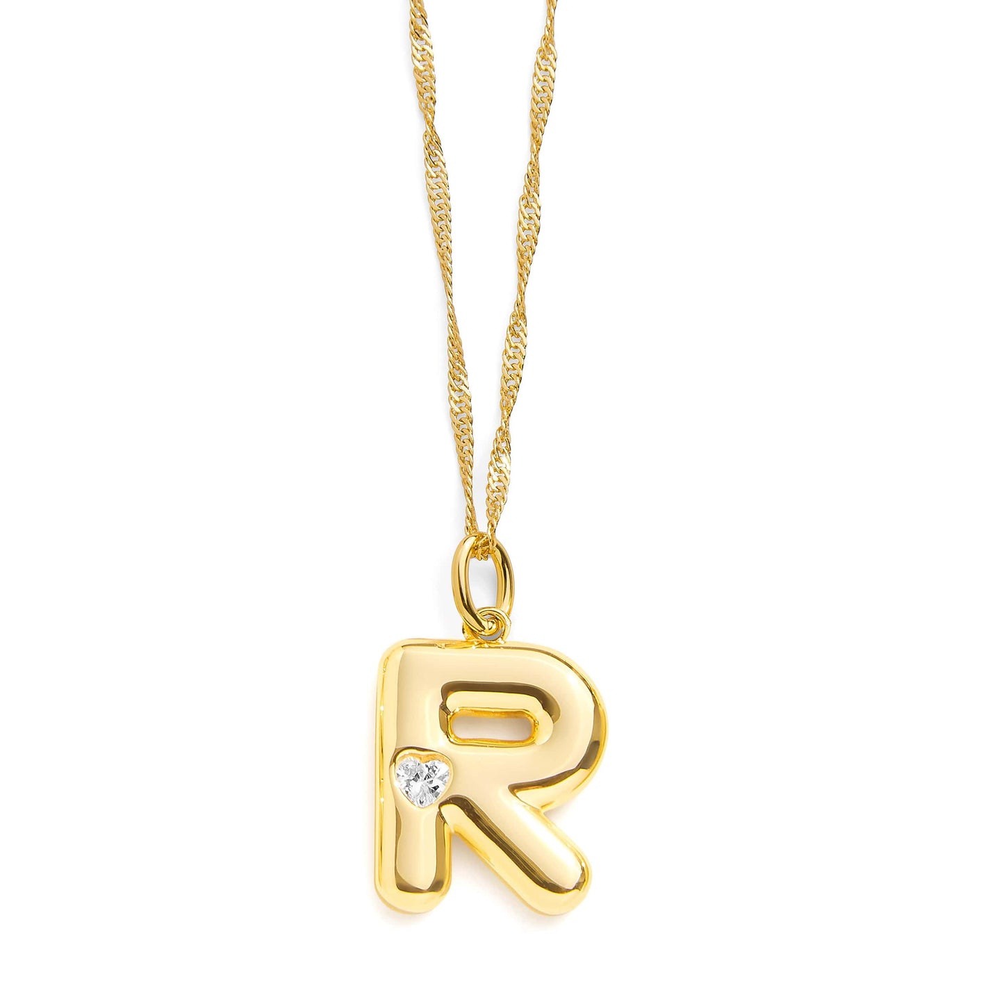 Bubble Letter Initial Necklace