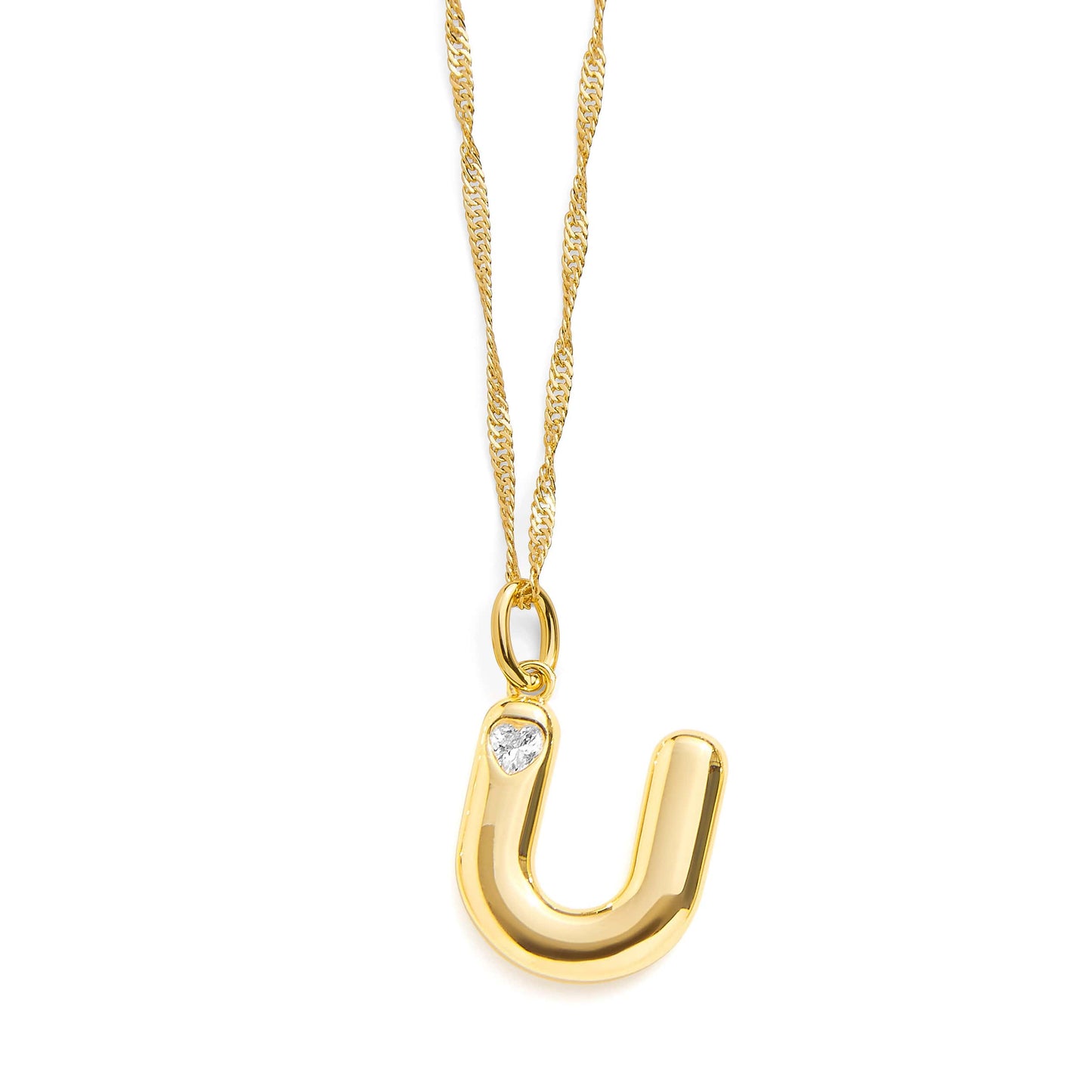 Bubble Letter Initial Necklace