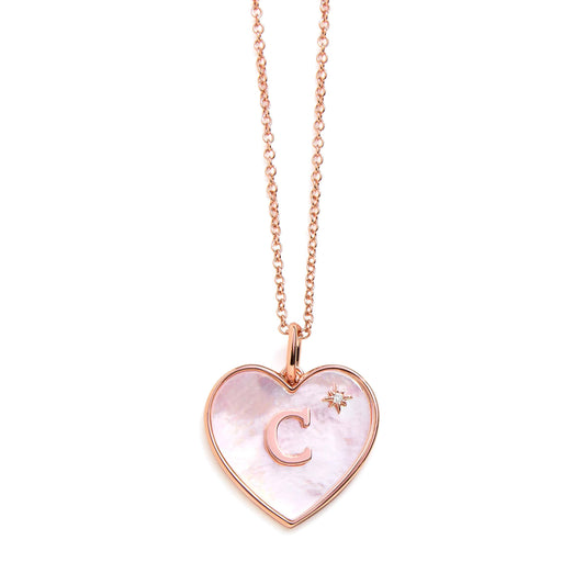 Heart Mother Of Pearl Initial Necklace