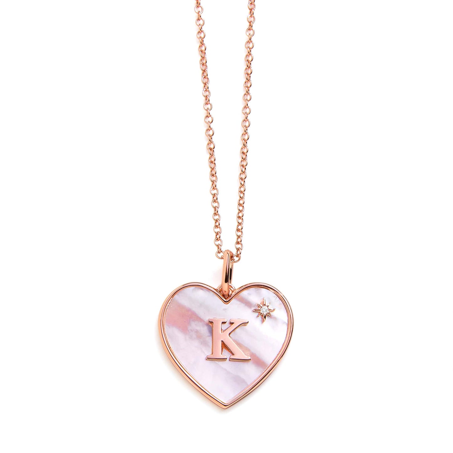Heart Mother Of Pearl Initial Necklace