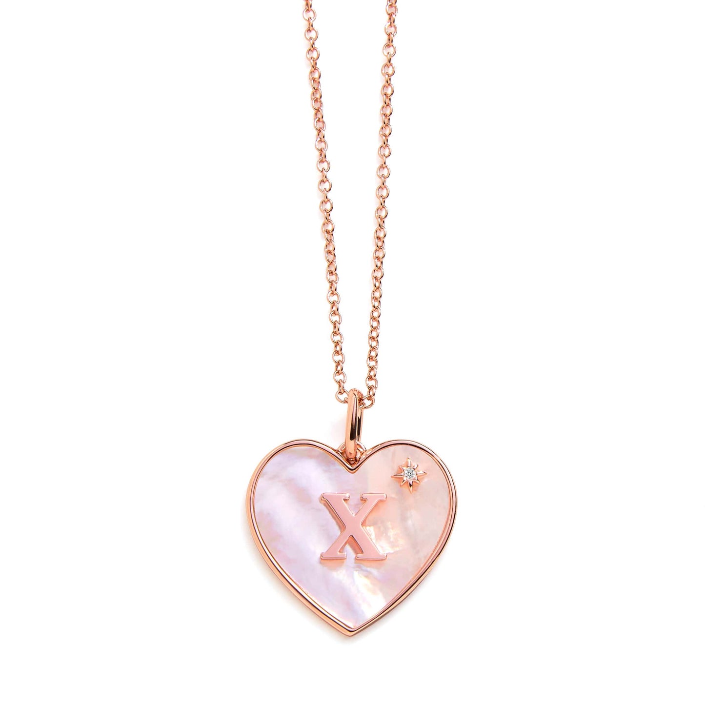 Heart Mother Of Pearl Initial Necklace