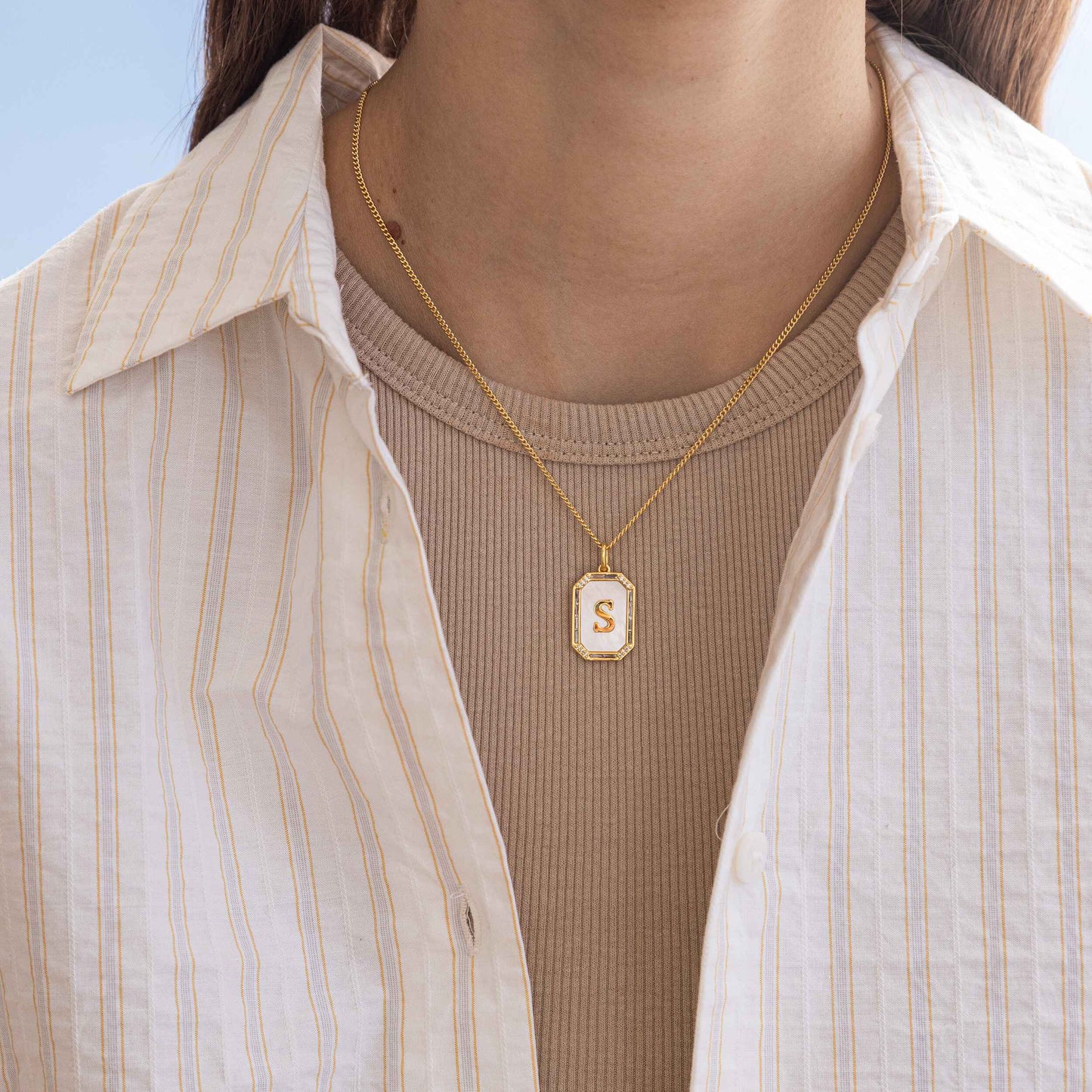 Mother Of Pearl Initial Necklace
