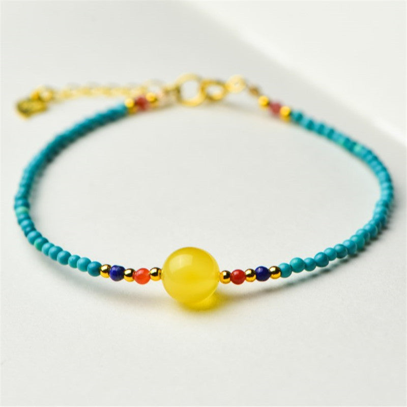 Natural Beeswax DIY Design Nanhong Lapis Lazuli Bracelet - Touch Bling