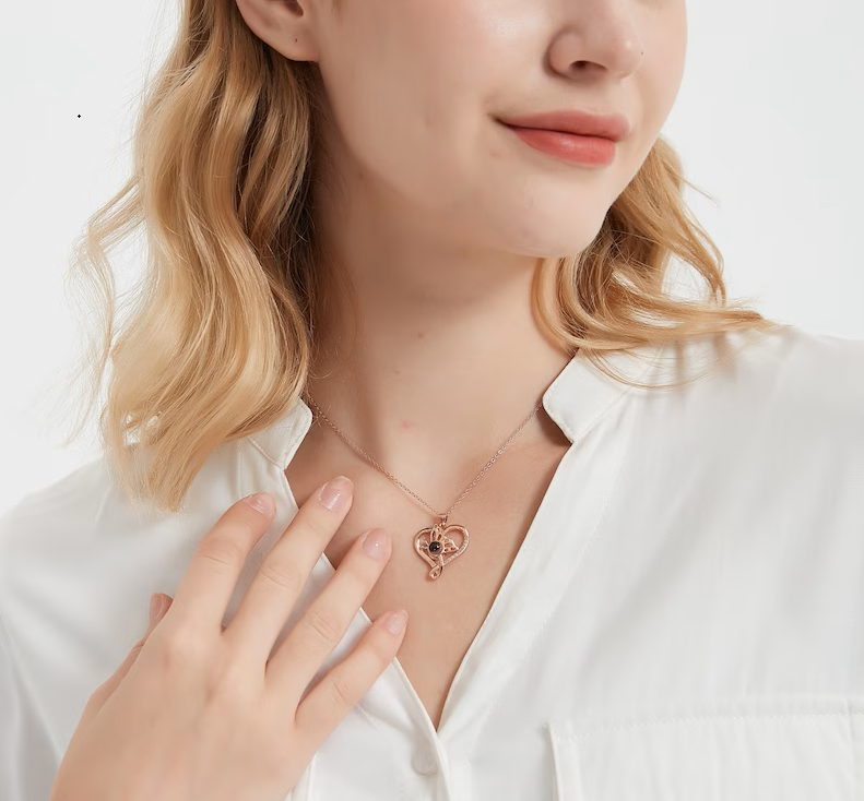 Butterfly Heart Photo Projection Necklace