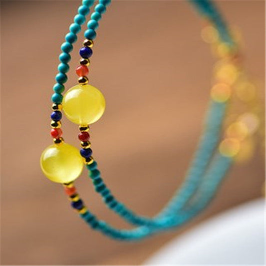 Natural Beeswax DIY Design Nanhong Lapis Lazuli Bracelet - Touch Bling