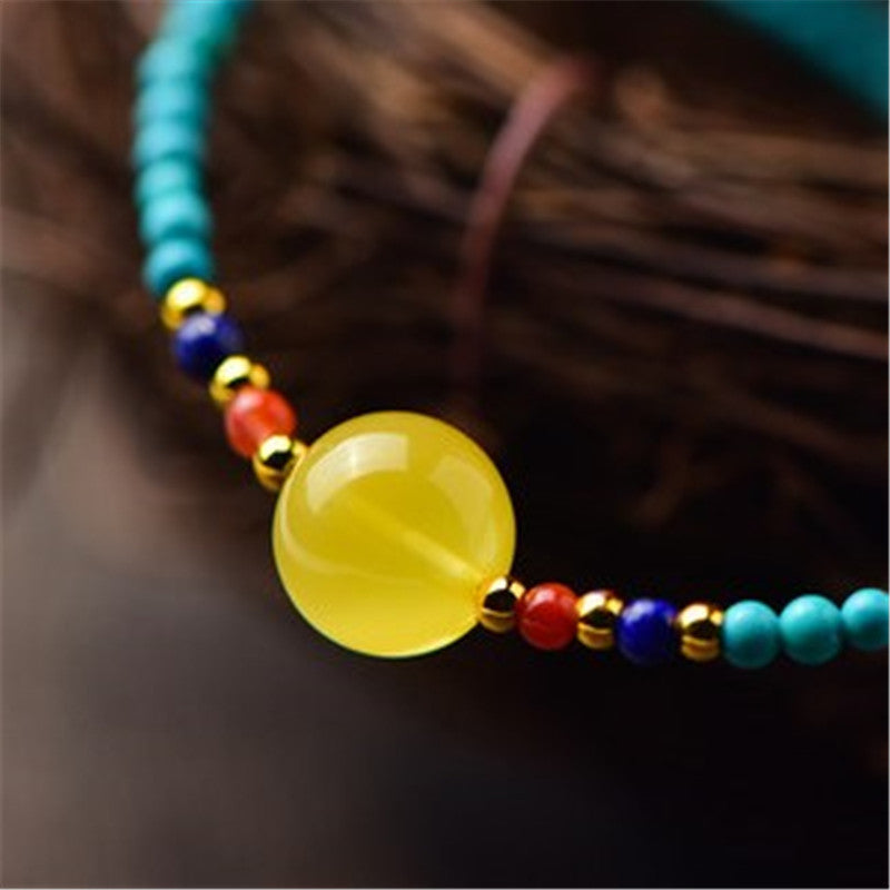 Natural Beeswax DIY Design Nanhong Lapis Lazuli Bracelet - Touch Bling