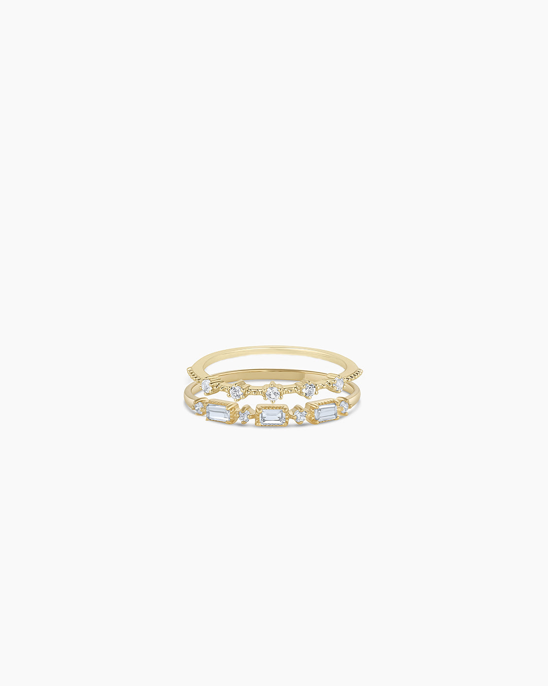 Ringset mit Diamanten und weißem Topas